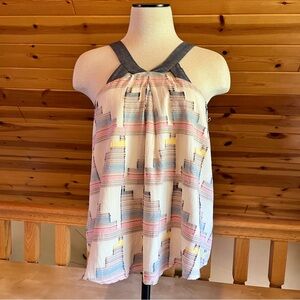 Lou & Grey Women's Boho Geometric Pastel Cotton Sleeveless Top Size S